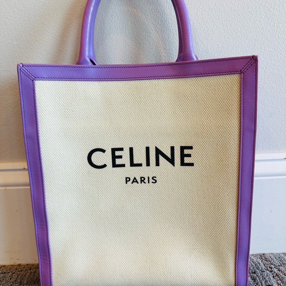 Celine Purple and Cream Tote Bag